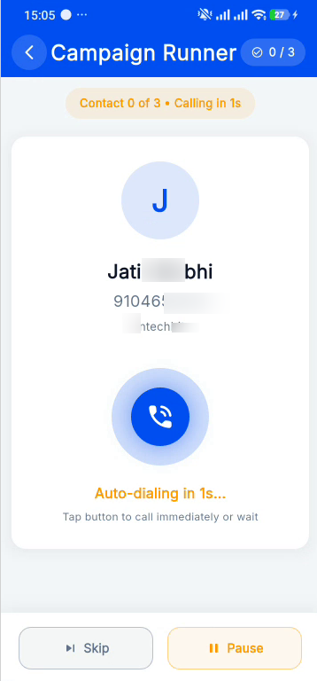 Auto-Dial Inter-Call Countdown Timer