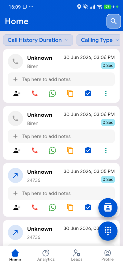 Call Tracking Software for Sales Teams — Callytix App View